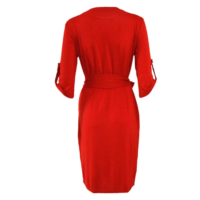 Knee-Length Dress With Half Sleeves
