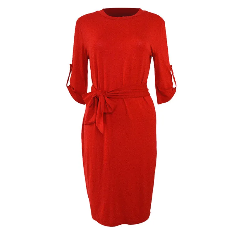 Knee-Length Dress With Half Sleeves