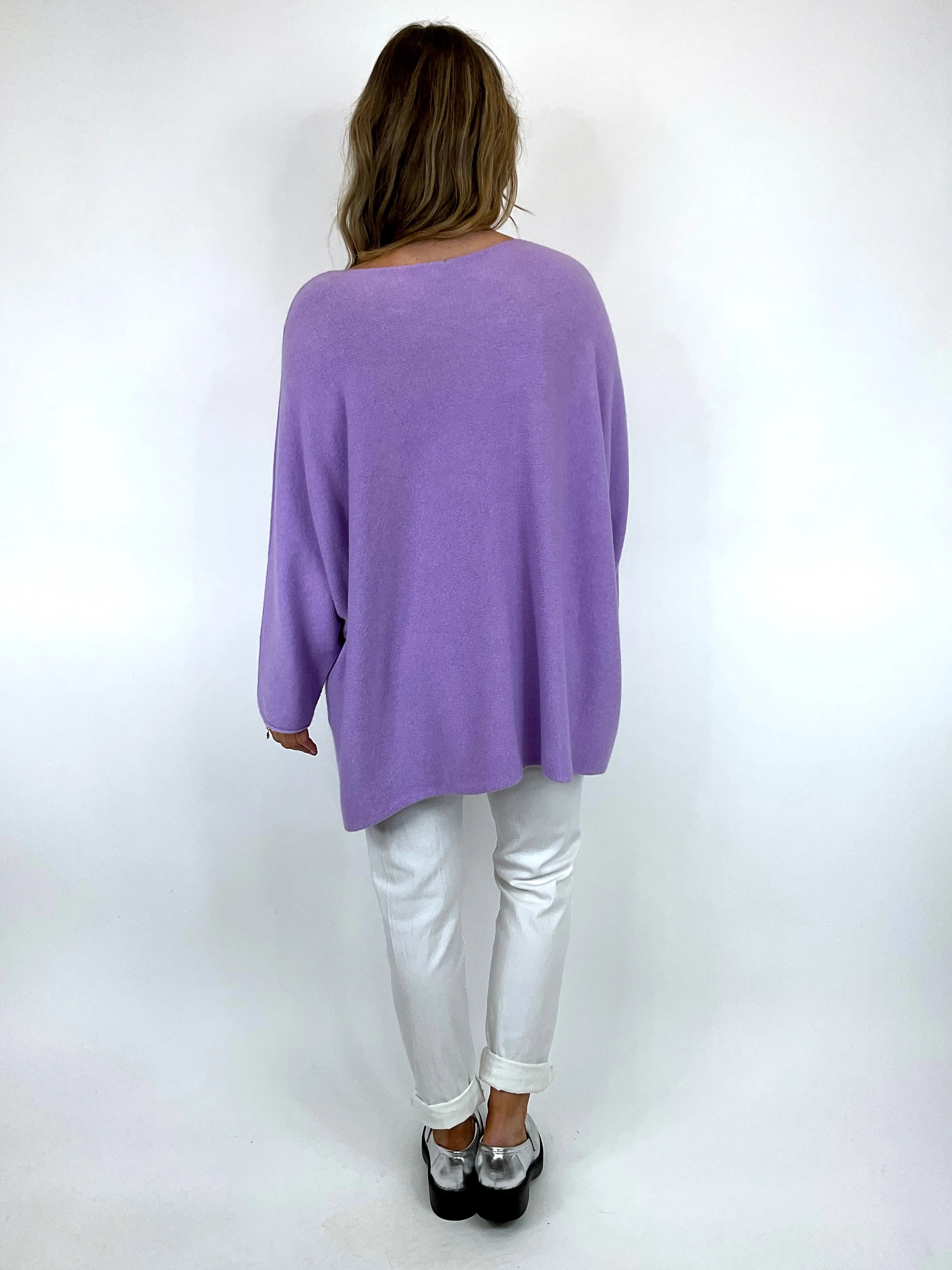 Made in Italy Lagenlook Olivia V- Neck Jumper in Lilac. code 6023