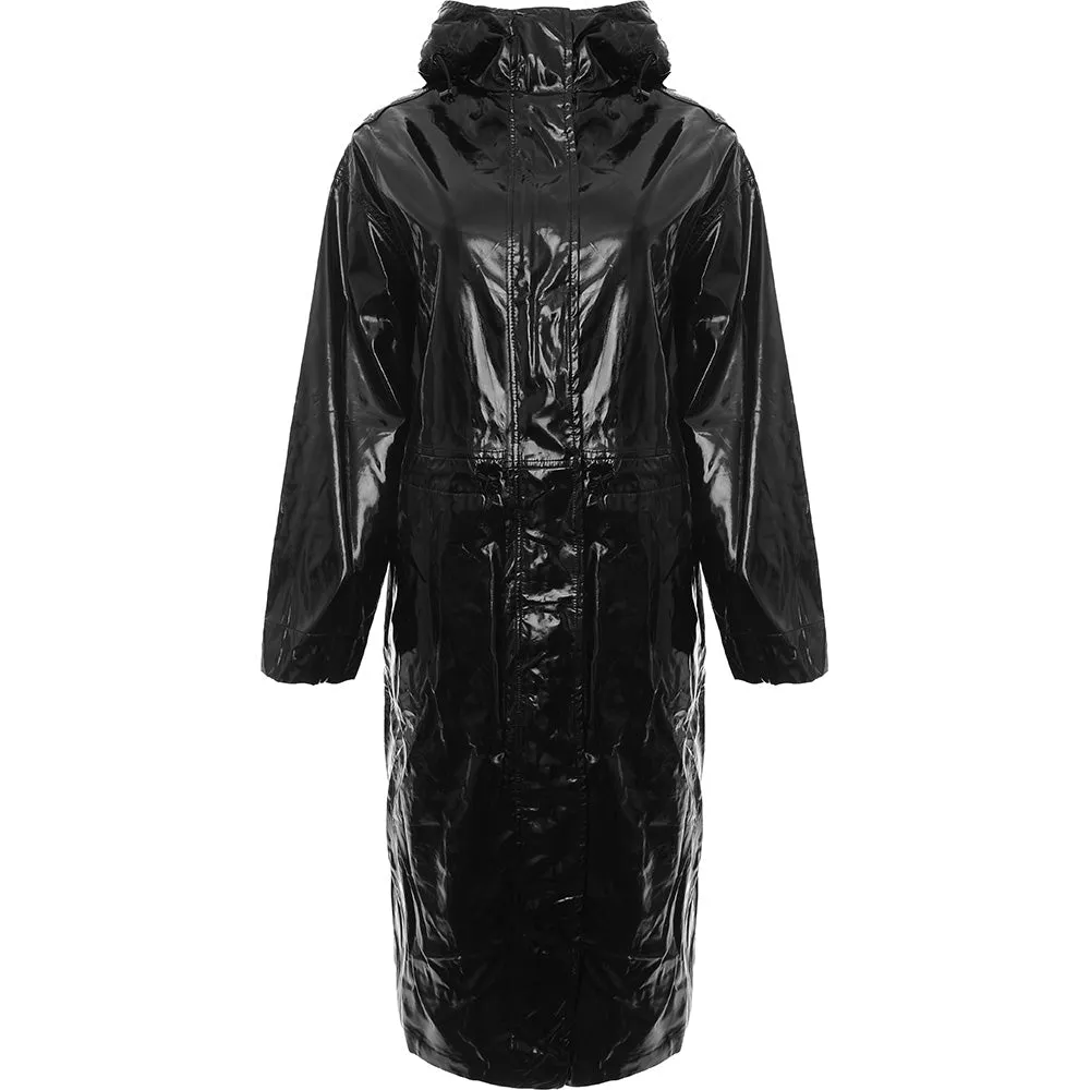 Mango Women's Black Vinyl Parka Jacket