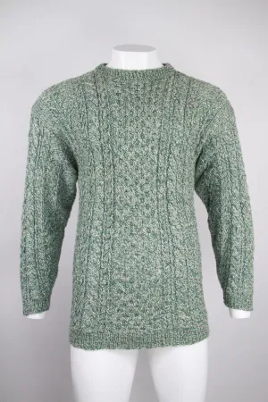 Men’s Green cable knit jumper with small multicolour detail threads - M