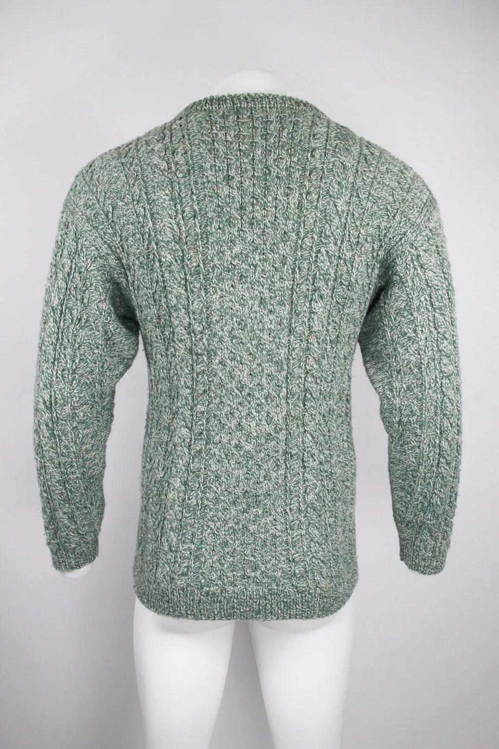 Men’s Green cable knit jumper with small multicolour detail threads - M