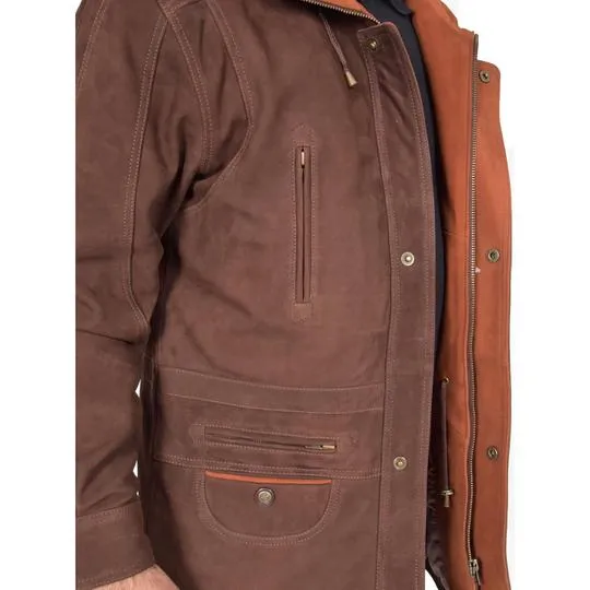 Men's Real Nubuck Leather Parka Jacket
