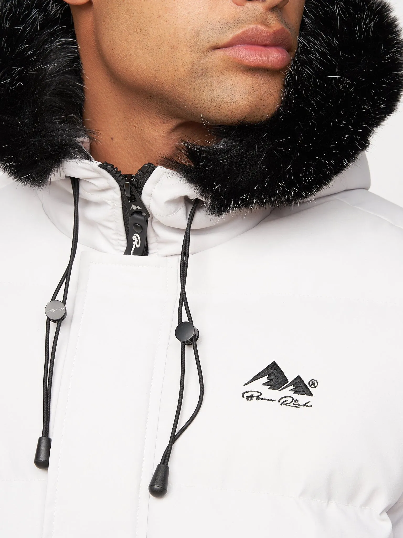 Modrico Mid Length Parka Light Grey