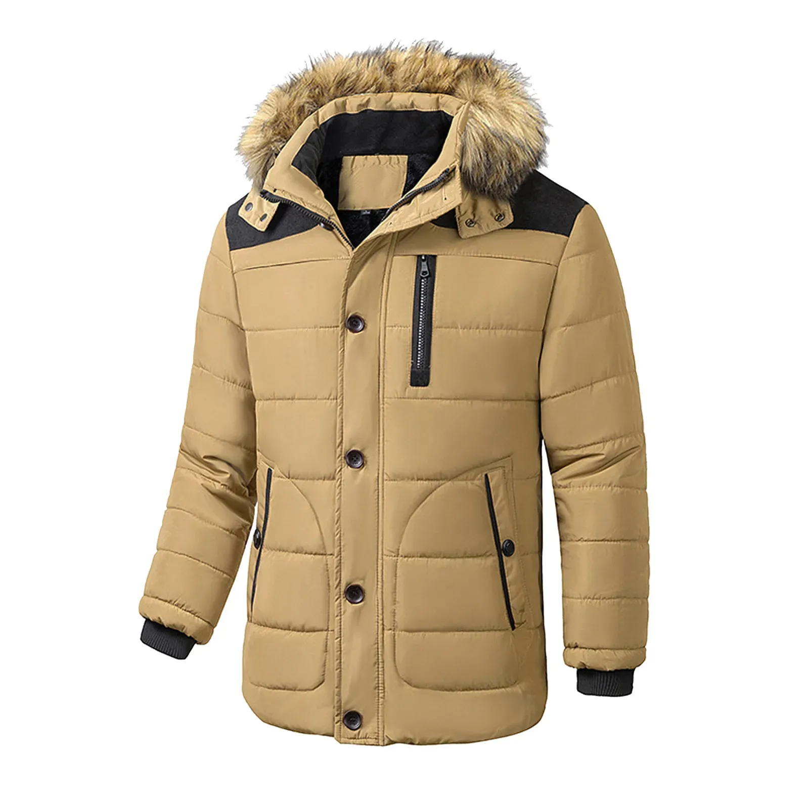 Norvlas - Parka Winterjas Heren – Gevoerd met Capuchon en Verstelbare Bontkraag