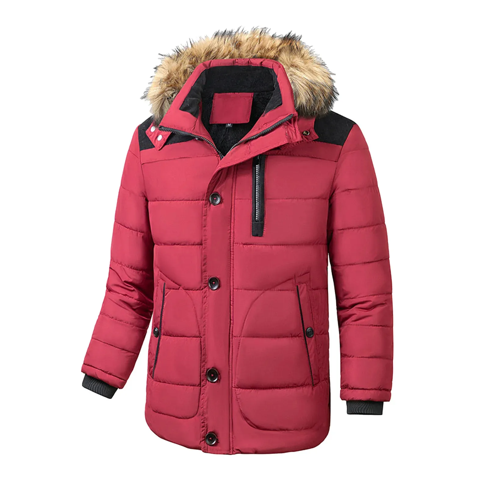 Norvlas - Parka Winterjas Heren – Gevoerd met Capuchon en Verstelbare Bontkraag