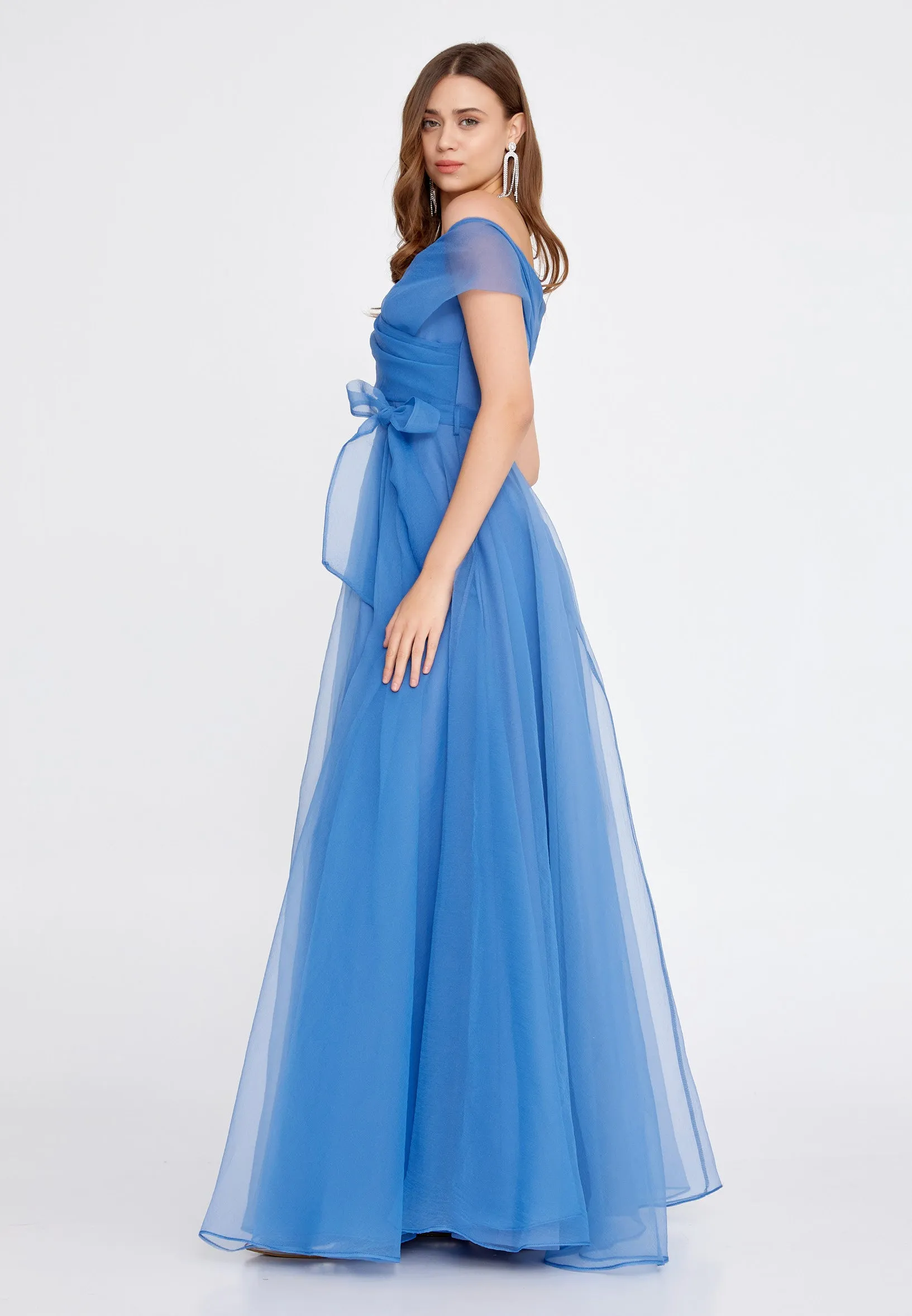 Off Shoulder Maxi Tulle Dress