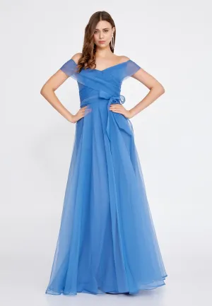 Off Shoulder Maxi Tulle Dress