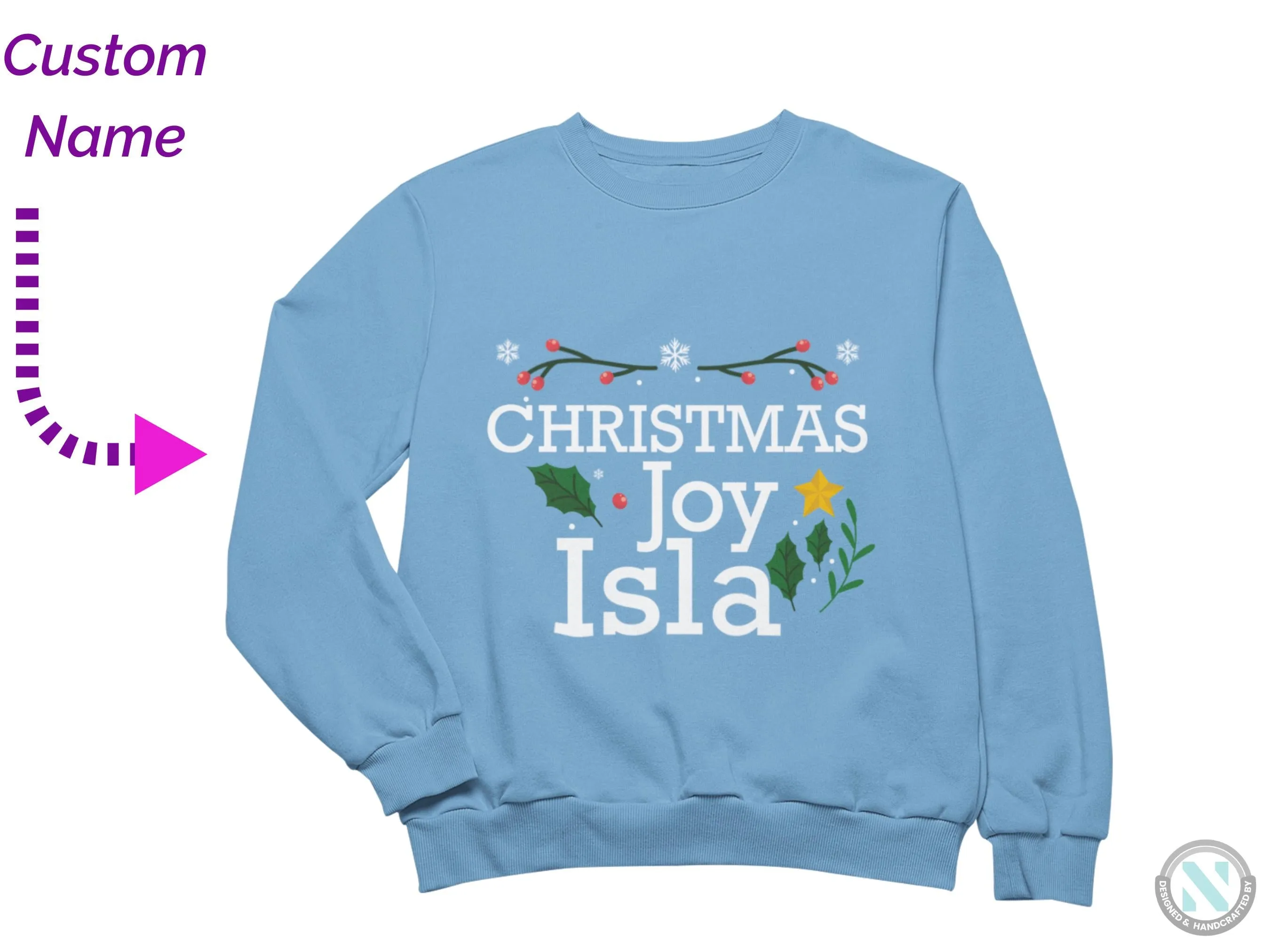 Personalized Jumper Christmas Joy Winter Sweatshirt Gift for Toddler Boys