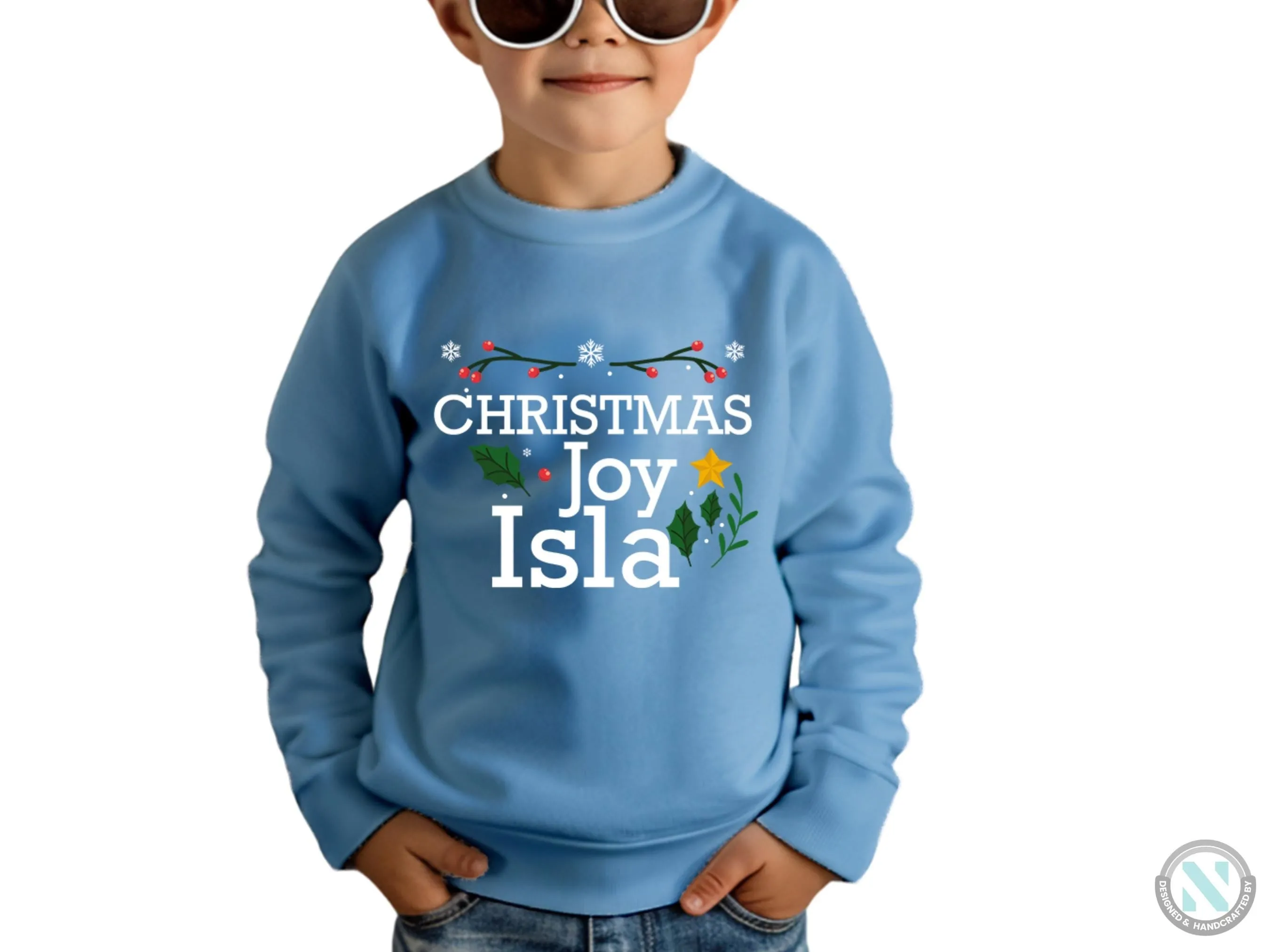 Personalized Jumper Christmas Joy Winter Sweatshirt Gift for Toddler Boys