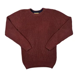 P.G.FIELD Classic Burgundy Acrylic Cable Knit Crewneck Sweater Jumper