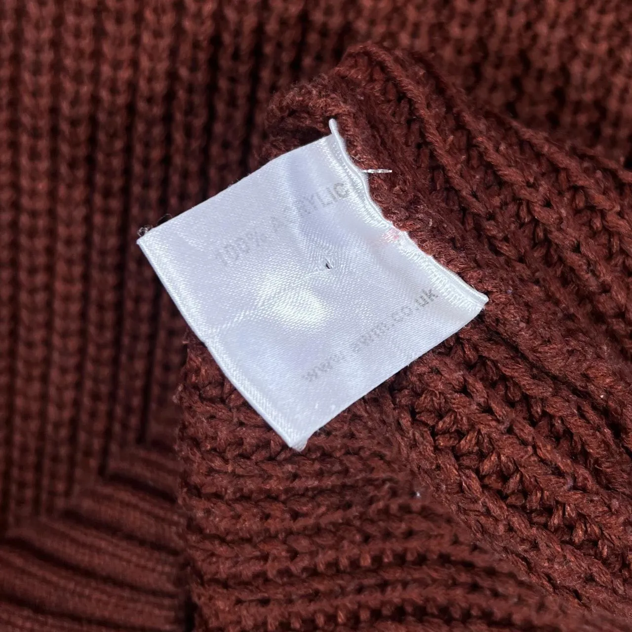 P.G.FIELD Classic Burgundy Acrylic Cable Knit Crewneck Sweater Jumper