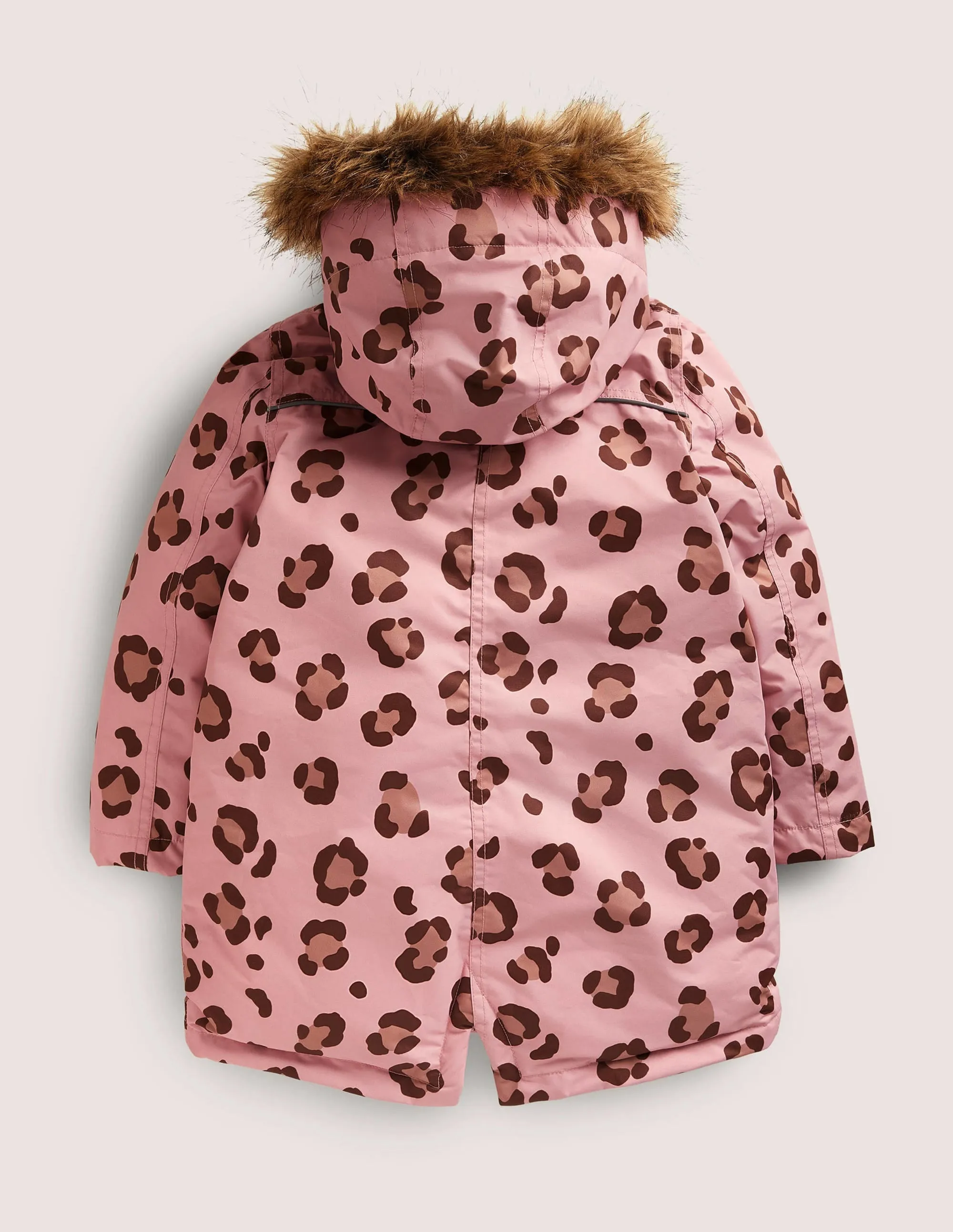 Pink Animal Print Waterproof Parka-Almond Pink Animal Print