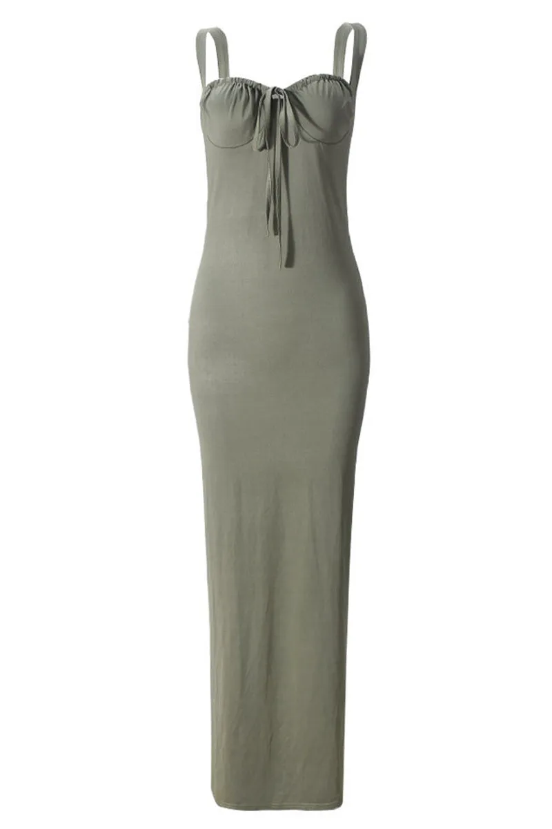 Tie Front Cami Maxi Bodycon Dress