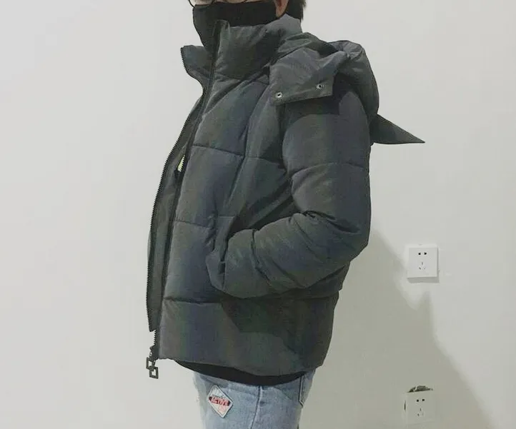 Tillbuy Laser sexy exposed navel reflective down cotton jacket