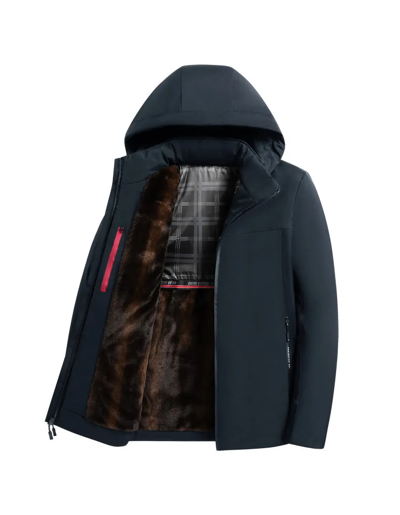 Tommy™ wollen dikke waterdichte capuchon met rits parka winterjas