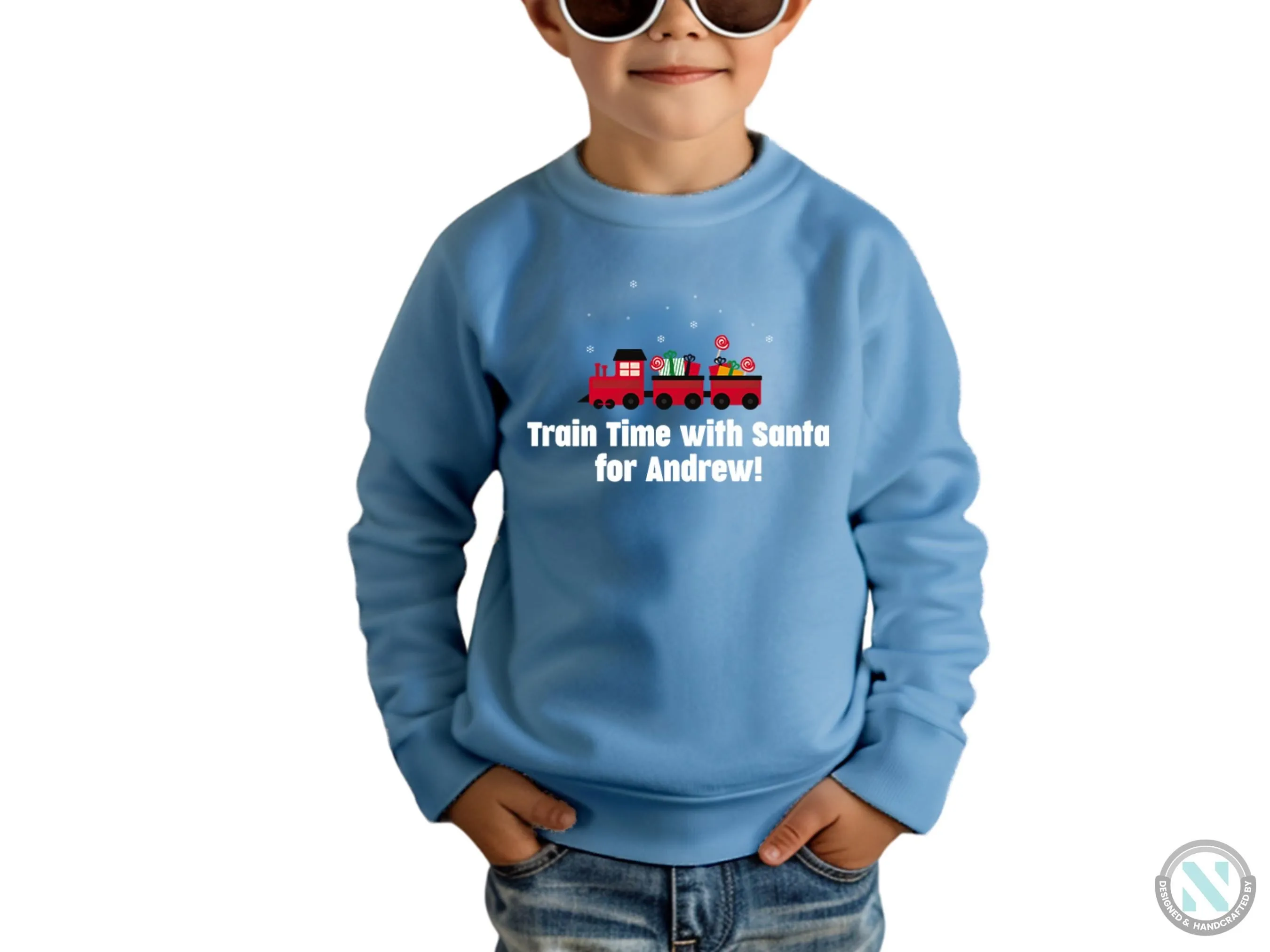 Train Time with Santa Personalized Christmas Sweatshirt for Toddler Boys
