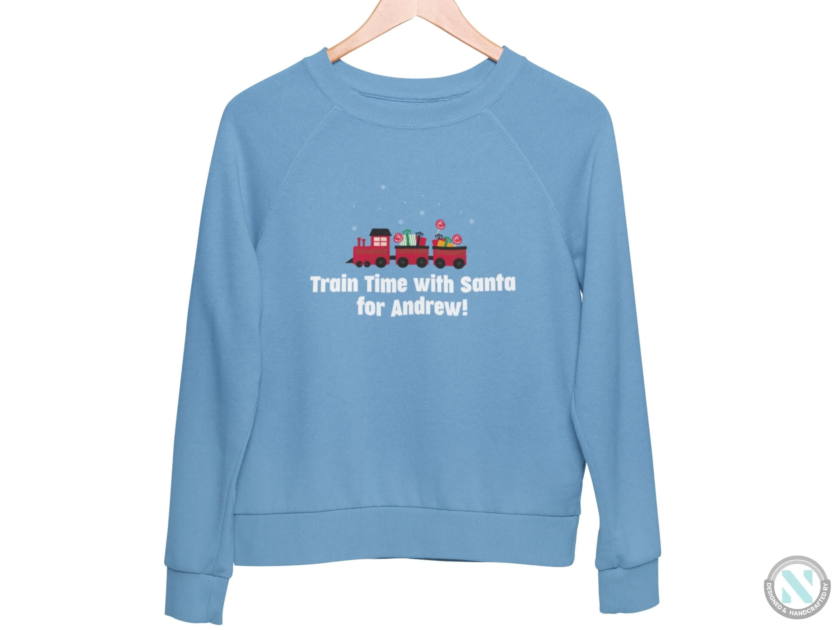 Train Time with Santa Personalized Christmas Sweatshirt for Toddler Boys