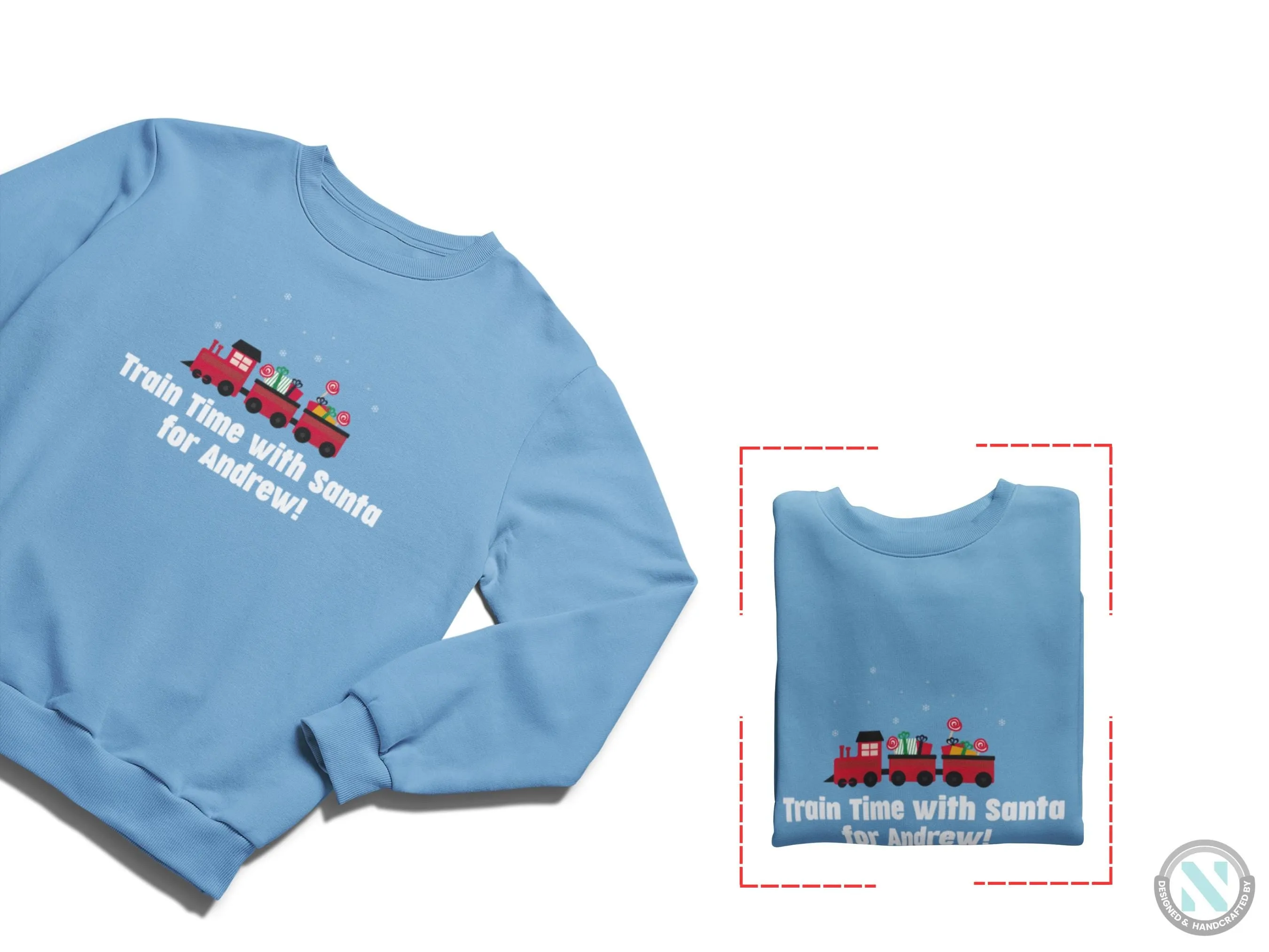 Train Time with Santa Personalized Christmas Sweatshirt for Toddler Boys