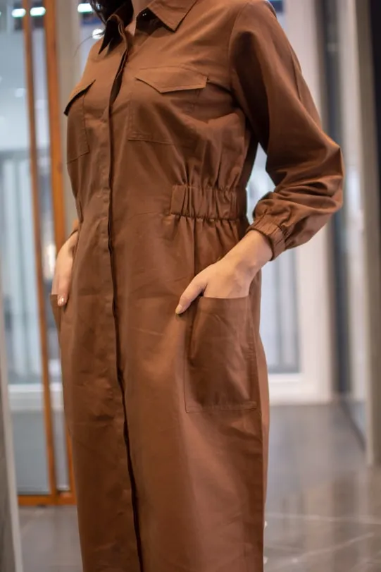 Trixie Parka Dress - Brown