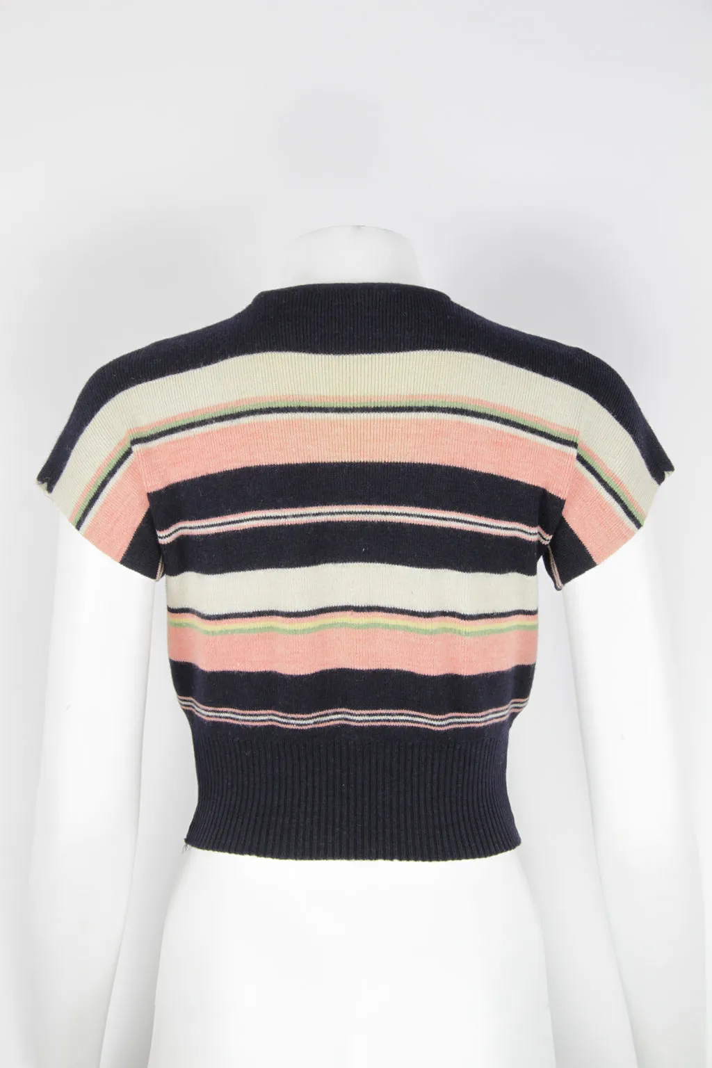 Vintage 50s short sleeve jumper - Navy stripe - S