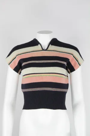 Vintage 50s short sleeve jumper - Navy stripe - S