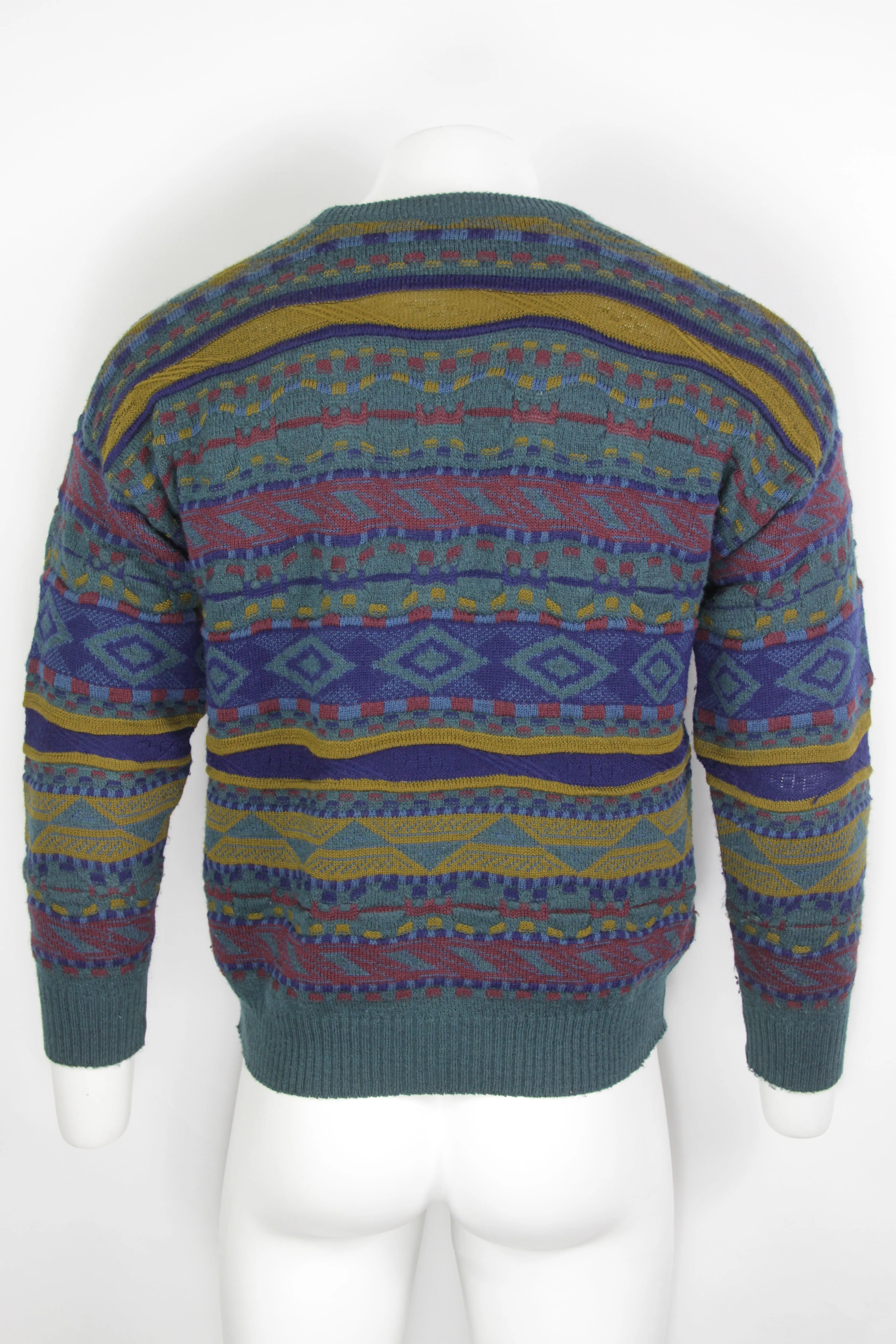 Vintage 80/90s Textural Knit Pattered Sweater - L