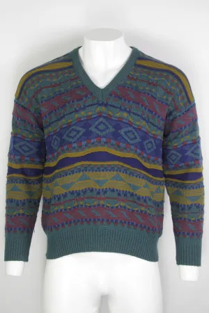 Vintage 80/90s Textural Knit Pattered Sweater - L