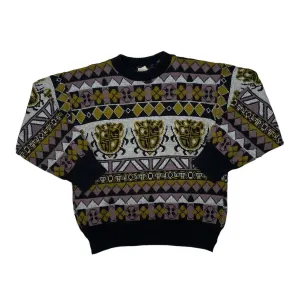Vintage 90’s ENCO Coat Of Arms Patterned Knit Crewneck Sweater Jumper