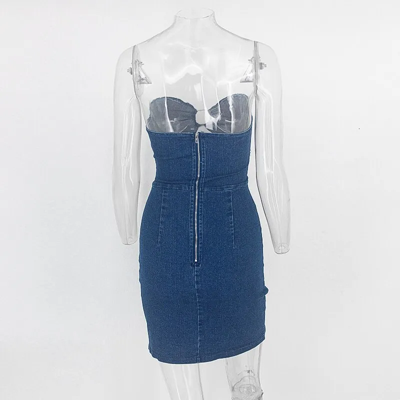 Women's Denim Sheath Sleeveless Mini Dress With Buttons