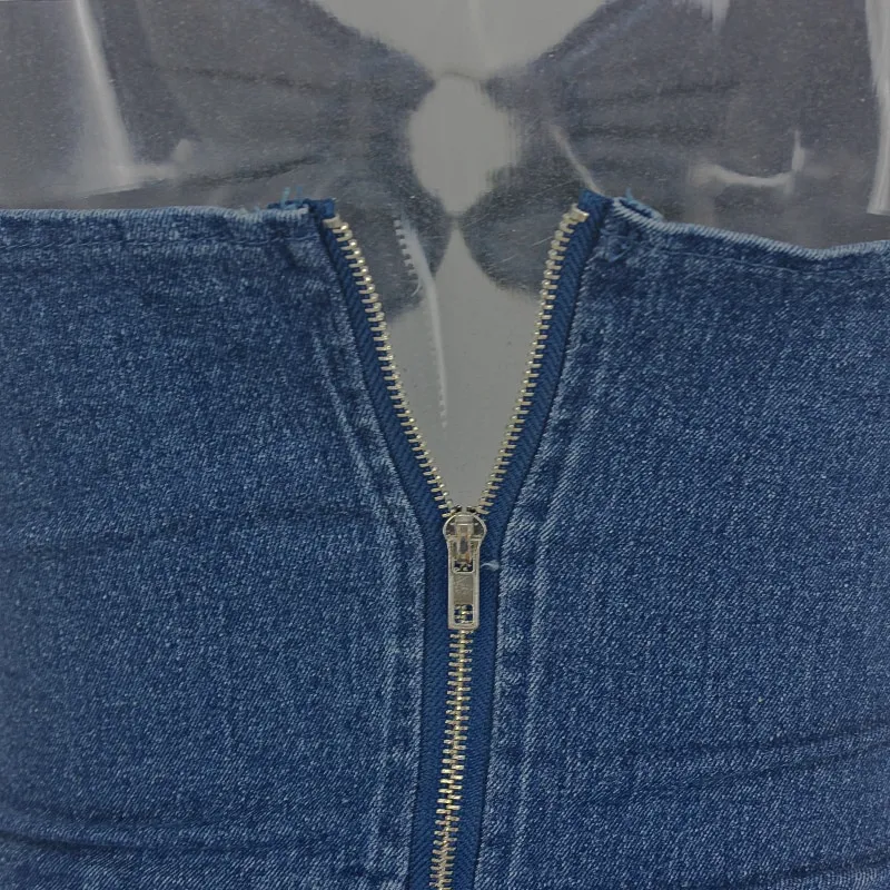 Women's Denim Sheath Sleeveless Mini Dress With Buttons