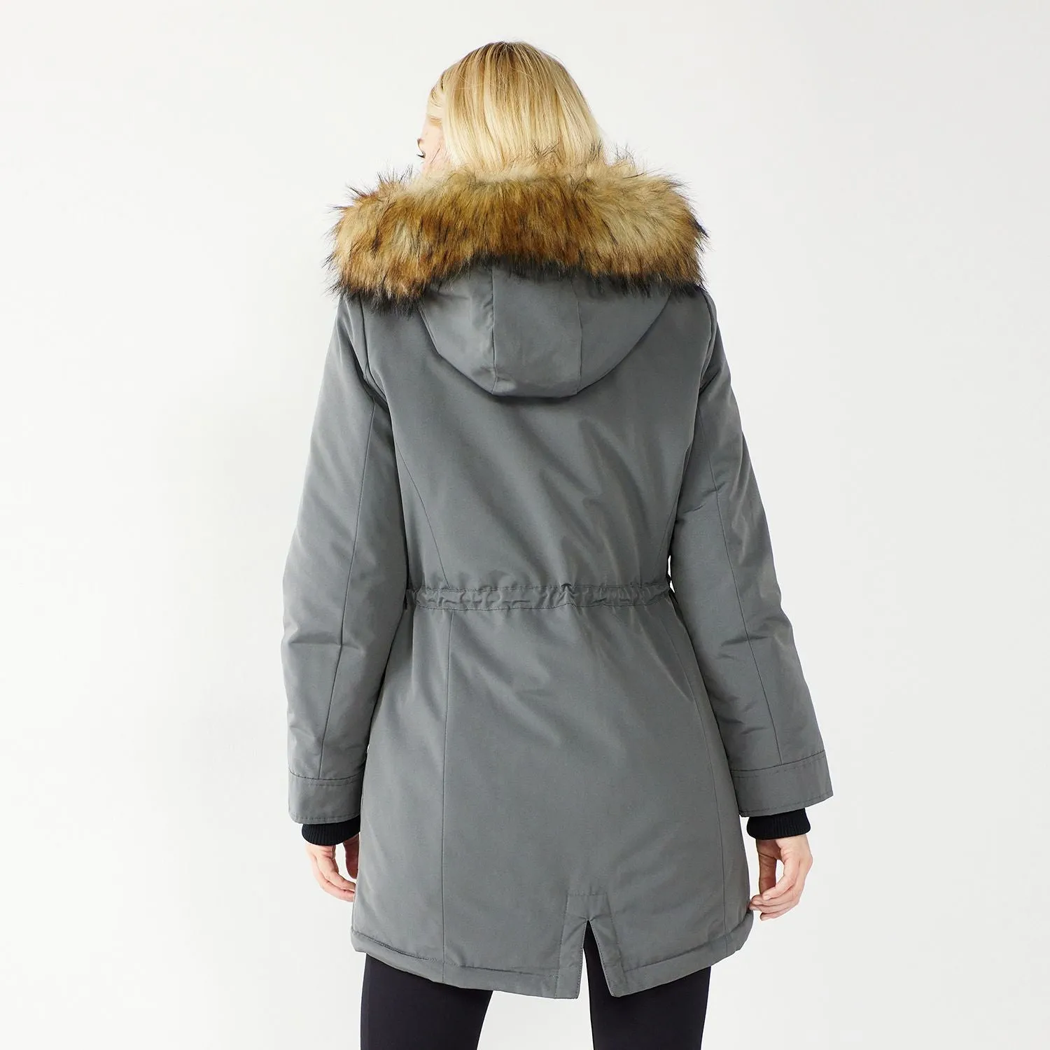 Women's Nine West Sherpa Lined Faux-Fur Hood Storm Weather Parka