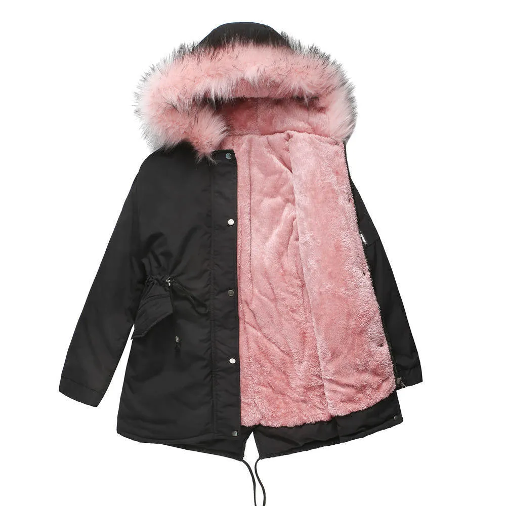 Women's Parka Jacket Hooded Stylish Winter Coats with Faux Fur