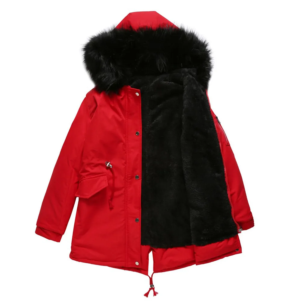 Women's Parka Jacket Hooded Stylish Winter Coats with Faux Fur