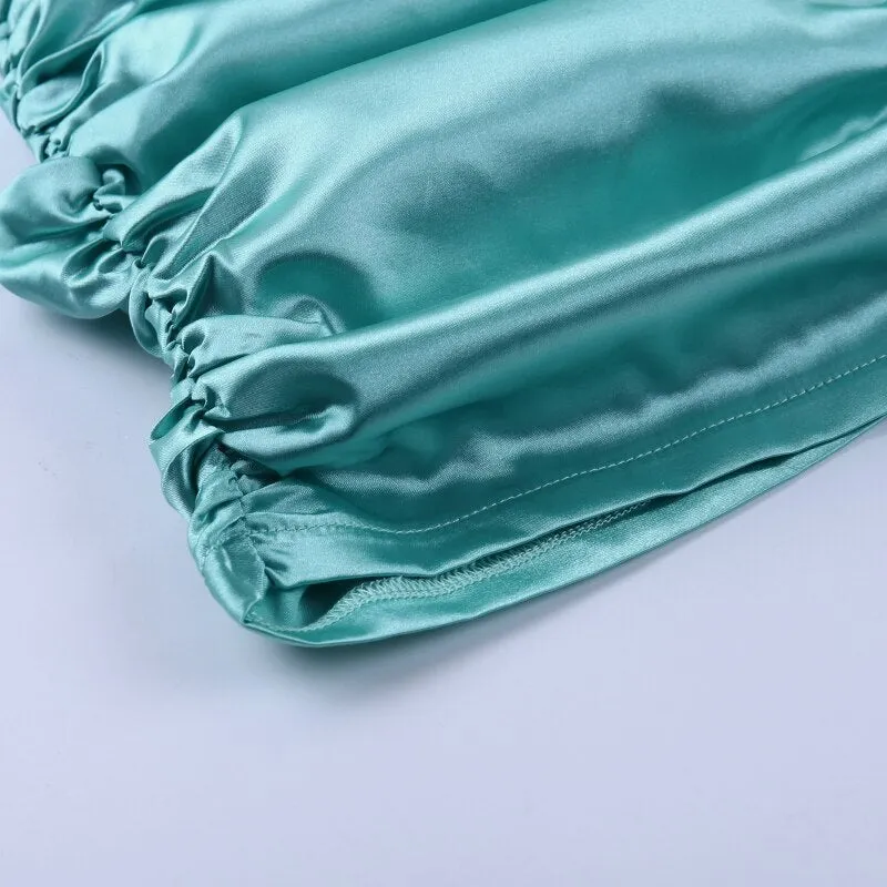 Women's Sleeveless Ruched Solid Silk Mini Dress
