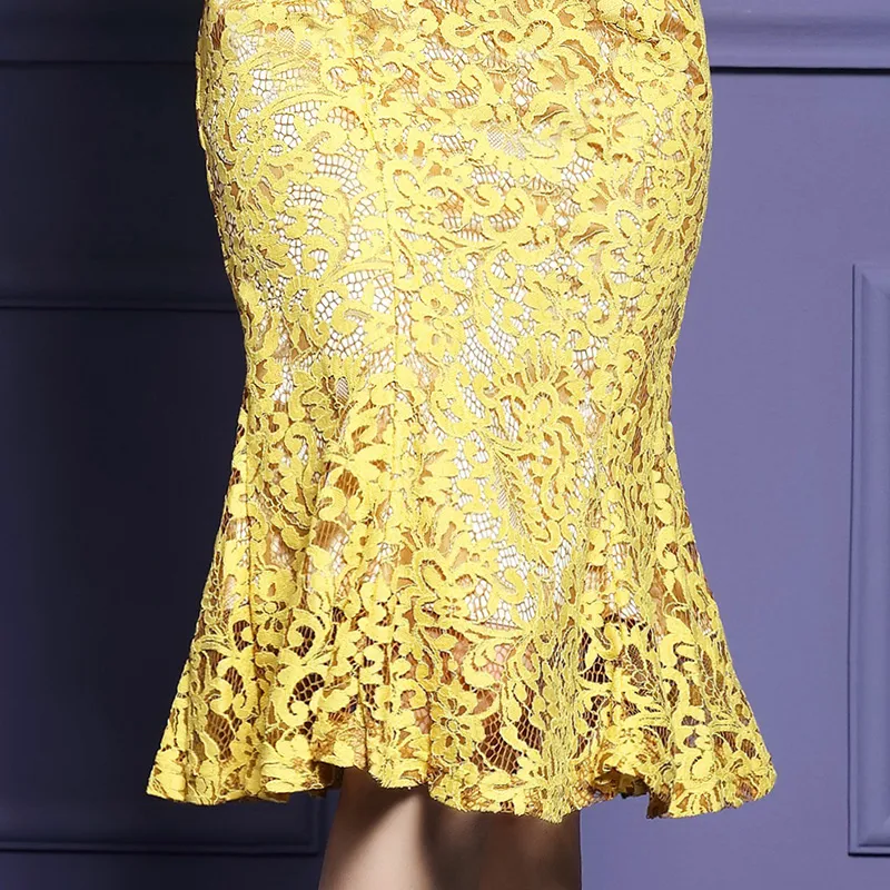 Women's Spring Casual Slim O-Neck Lace Dress