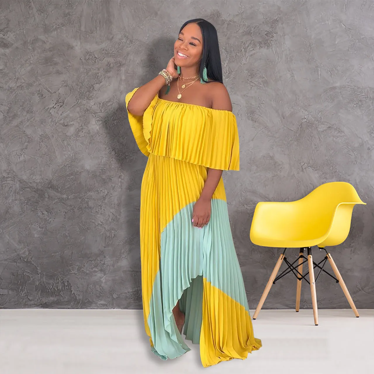 Women's Summer Beach Loose Long Dress With Ruffles