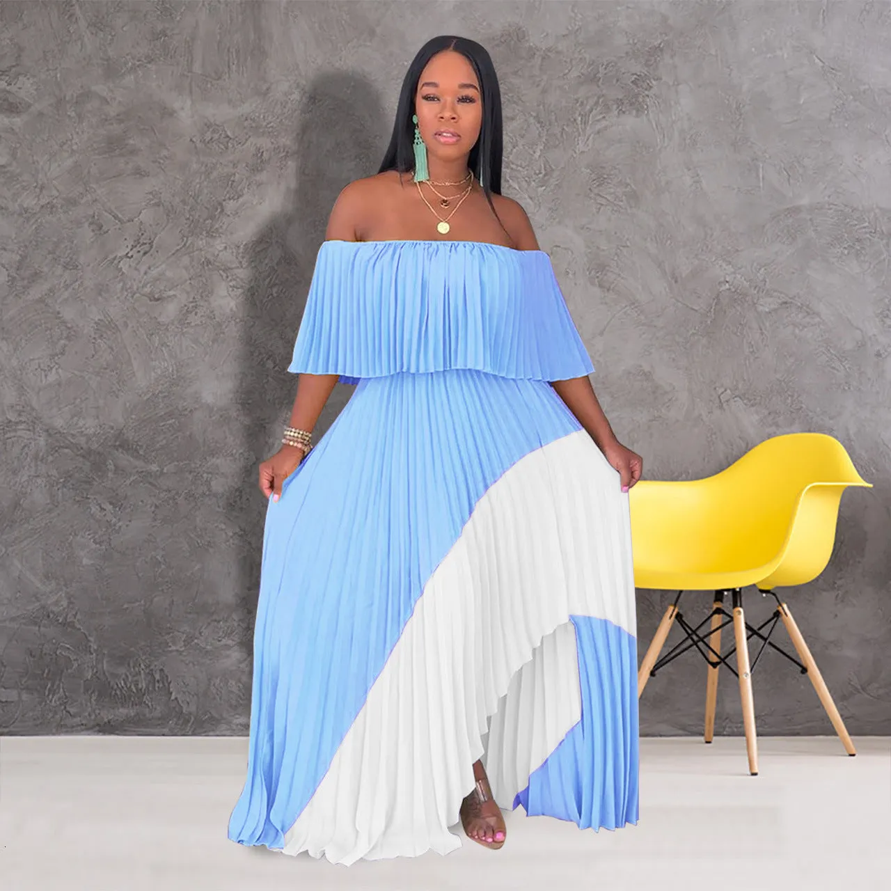 Women's Summer Beach Loose Long Dress With Ruffles