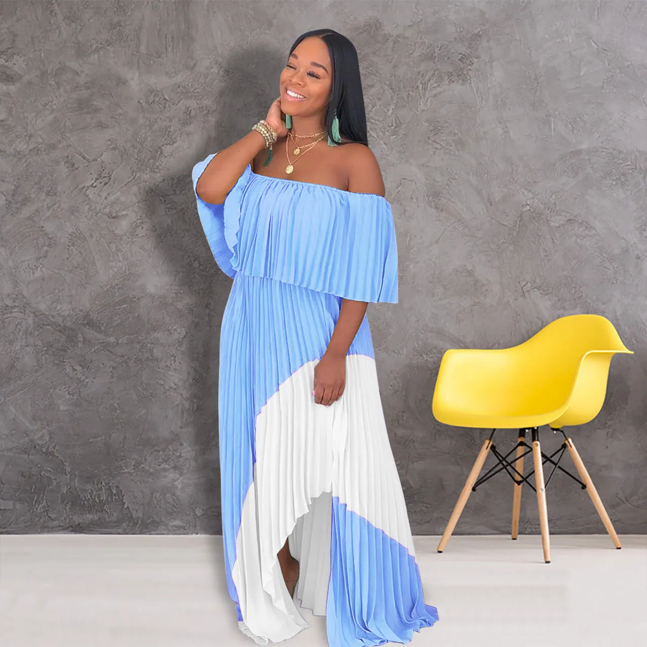 Women's Summer Beach Loose Long Dress With Ruffles