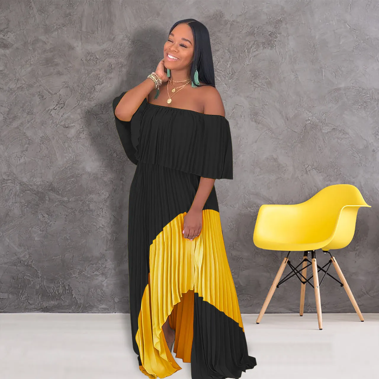 Women's Summer Beach Loose Long Dress With Ruffles