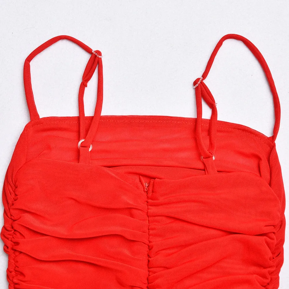 Women's Summer Bodycon Mesh Ruched Mini Dress