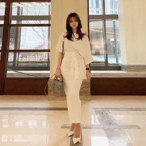 Women's Summer Casual Off-Shoulder Bat-Sleeved Sheath Dress