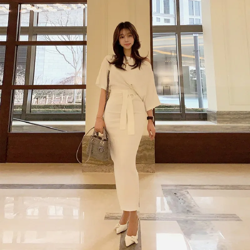 Women's Summer Casual Off-Shoulder Bat-Sleeved Sheath Dress