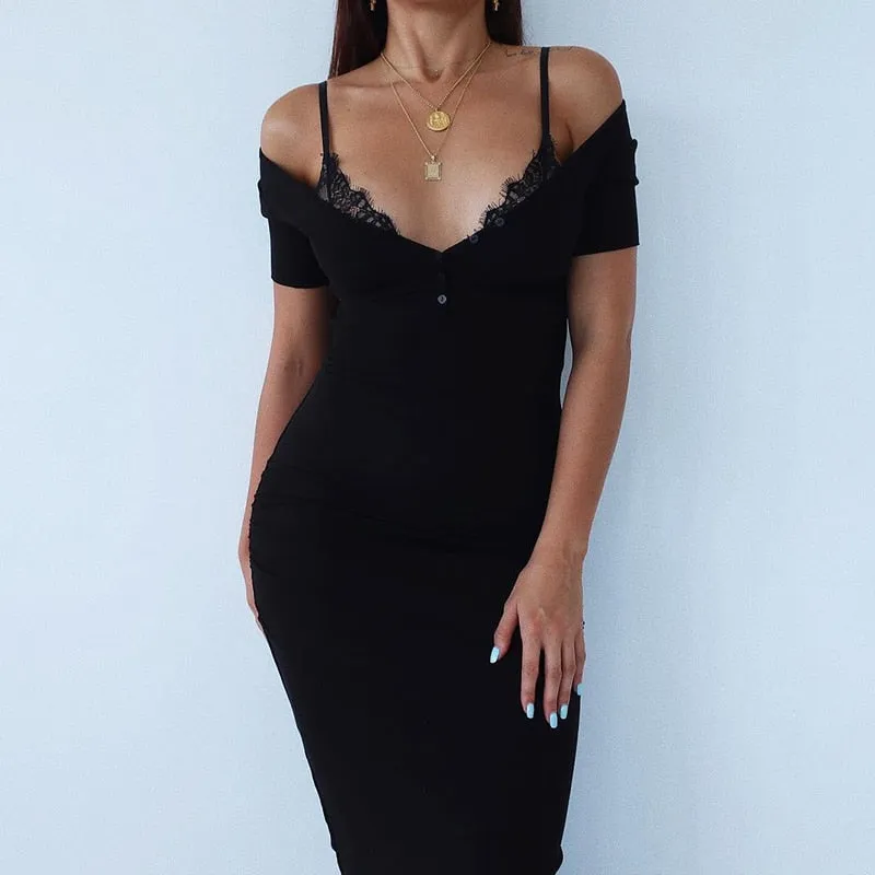 Women's Summer Casual Stretchy V-Neck Bodycon Dress