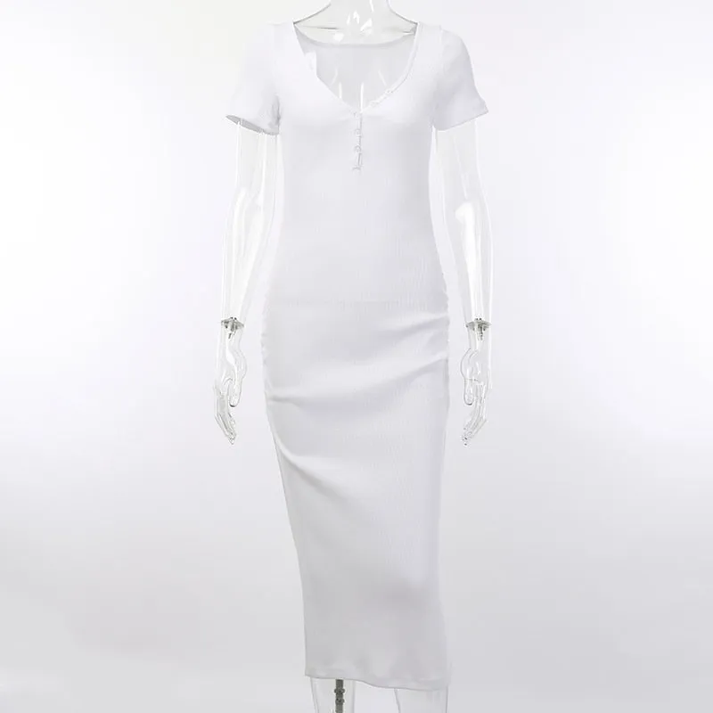 Women's Summer Casual Stretchy V-Neck Bodycon Dress