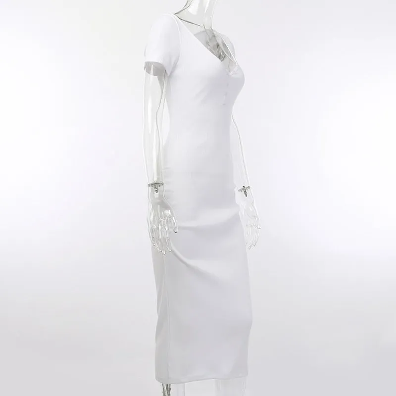 Women's Summer Casual Stretchy V-Neck Bodycon Dress