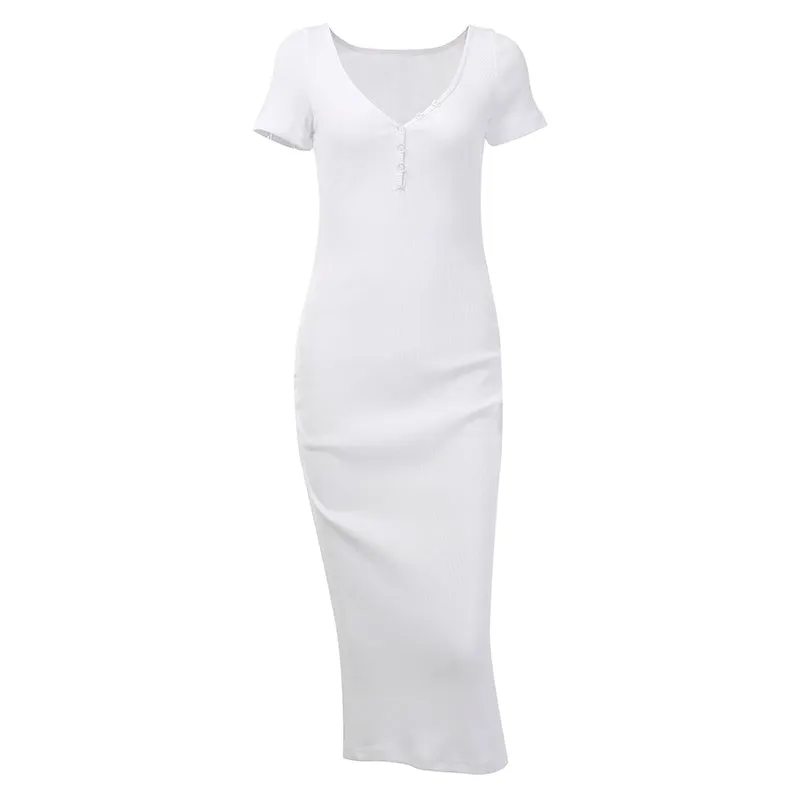 Women's Summer Casual Stretchy V-Neck Bodycon Dress