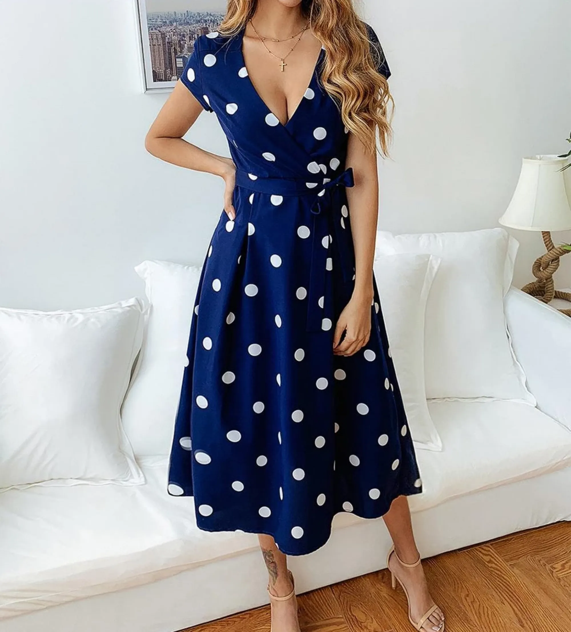 Women's Summer Casual V-Neck A-Line Long Dress