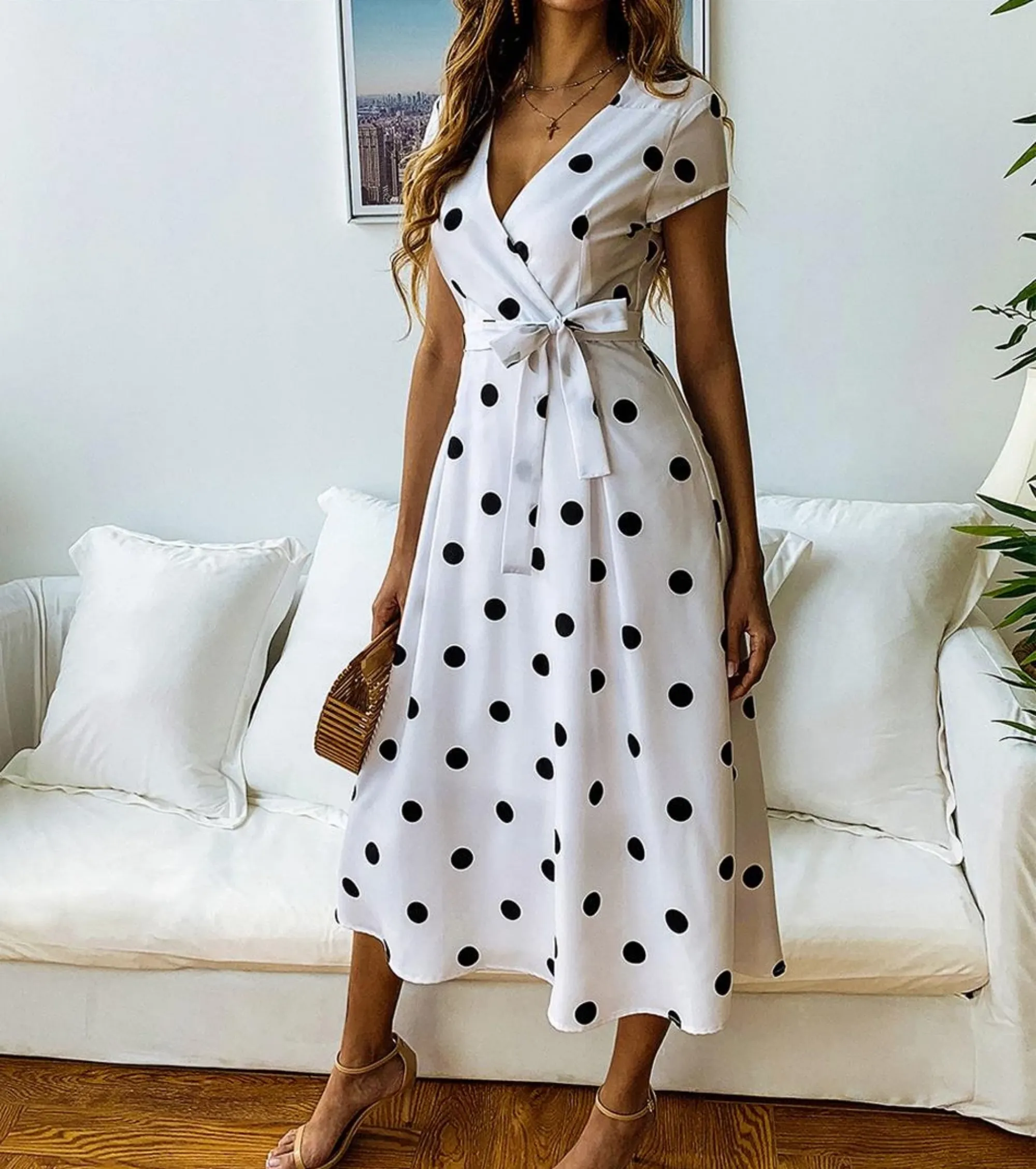 Women's Summer Casual V-Neck A-Line Long Dress