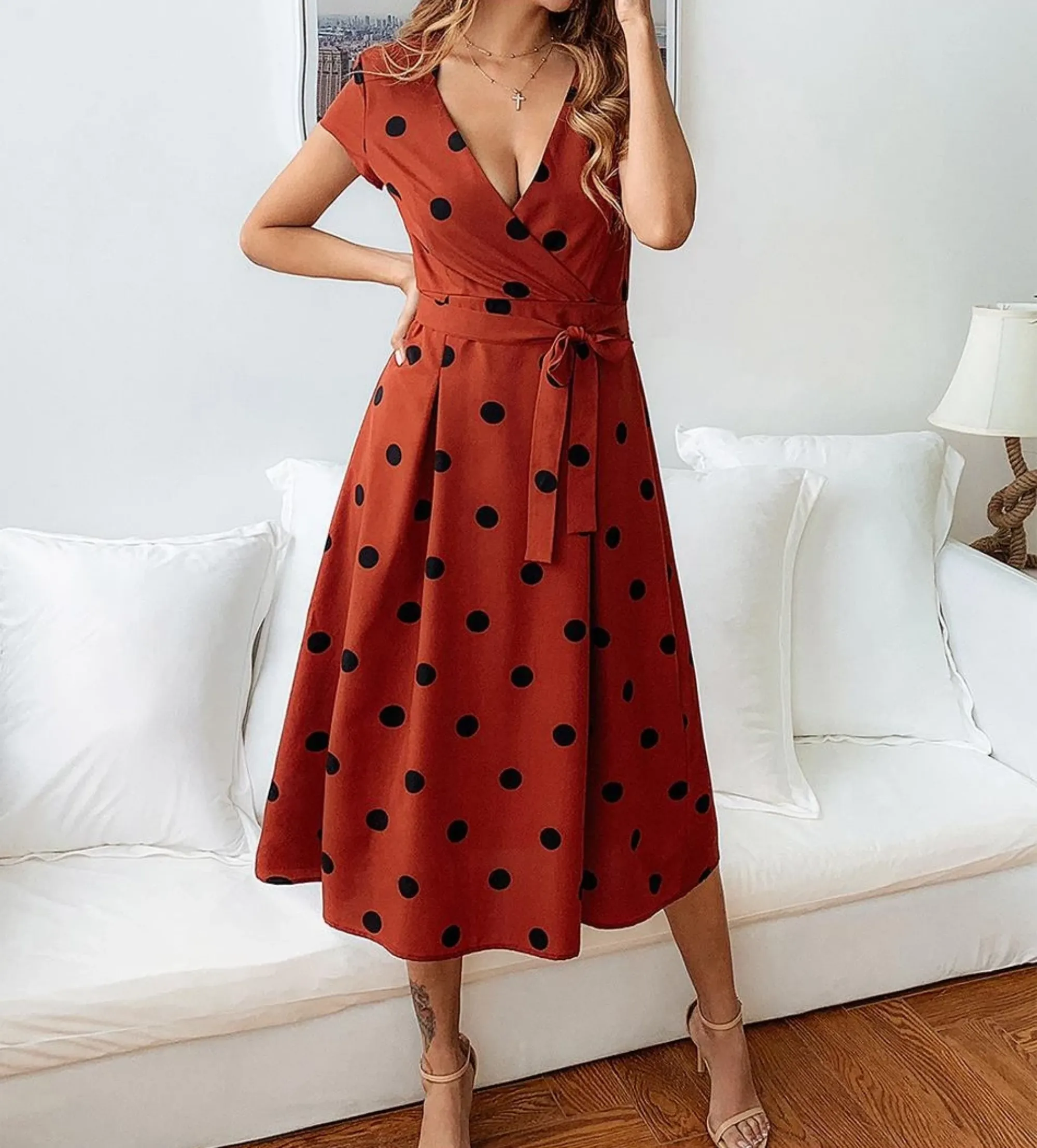 Women's Summer Casual V-Neck A-Line Long Dress
